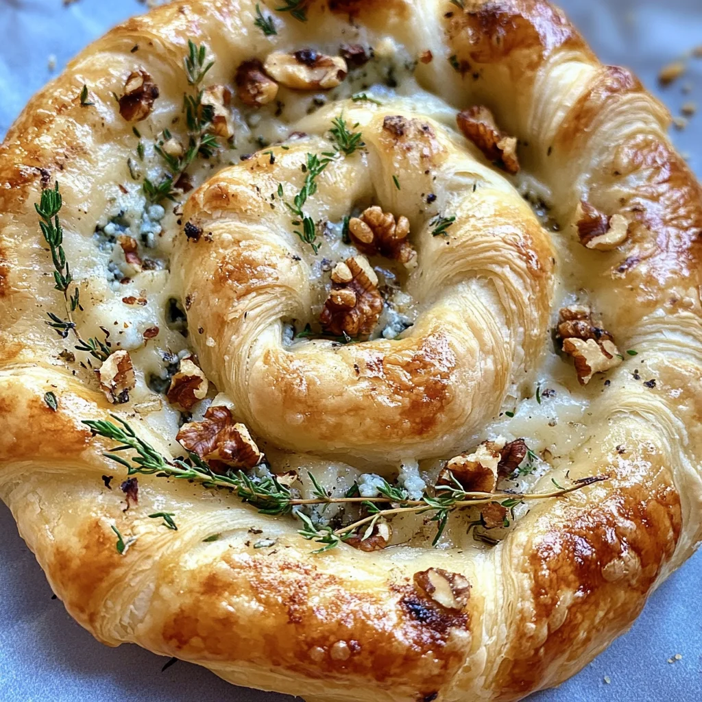 Blue Cheese Walnut Thyme Puff Pastry Twirl Recipe
