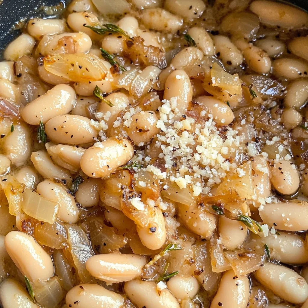 Caramelized Onion White Beans with Rosemary & Balsamic