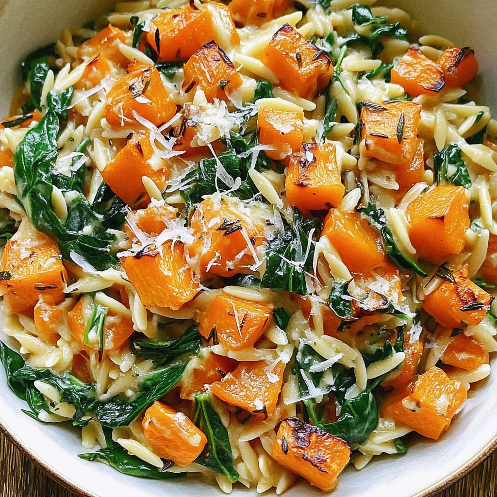 Creamy Orzo with Roasted Butternut Squash and Spinach