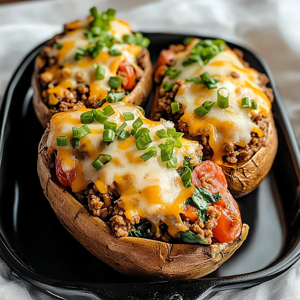 High Protein Ground Turkey Stuffed Sweet Potato