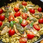 One Pan Chicken & Pesto Orzo