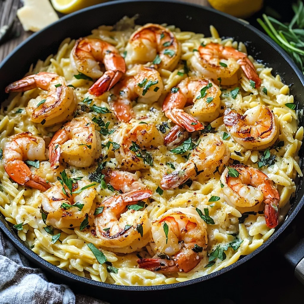 One Pan Parmesan Orzo with Shrimp