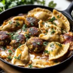 Pierogi and Meatball Skillet