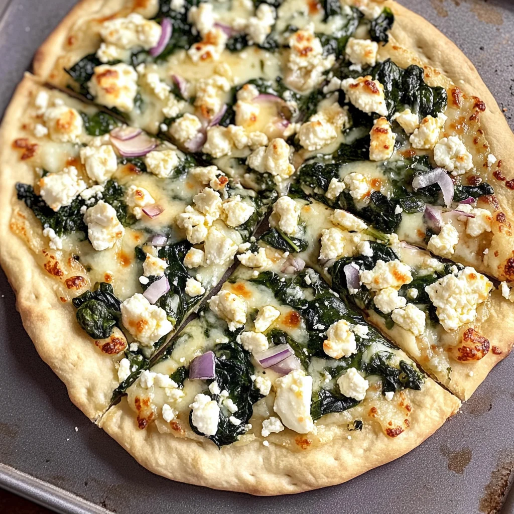 Tasty Spinach and Feta Flatbread Pizza