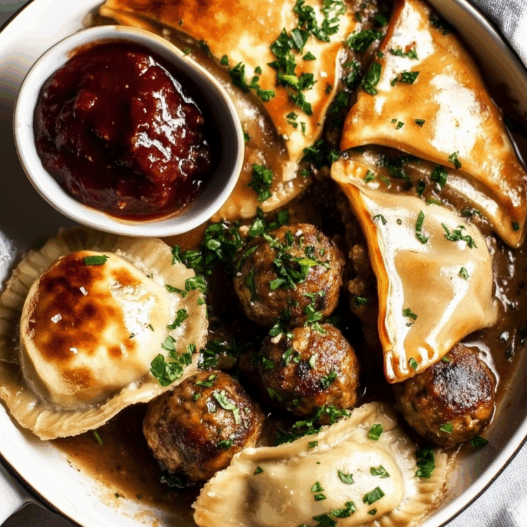 Pierogi and Meatball Skillet