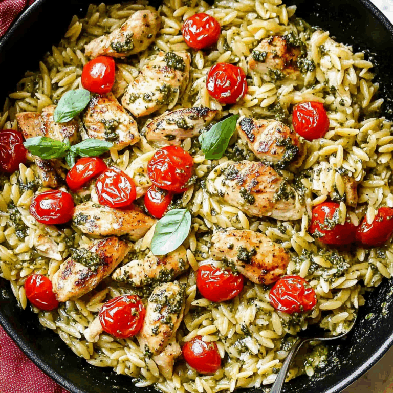 One Pan Chicken & Pesto Orzo