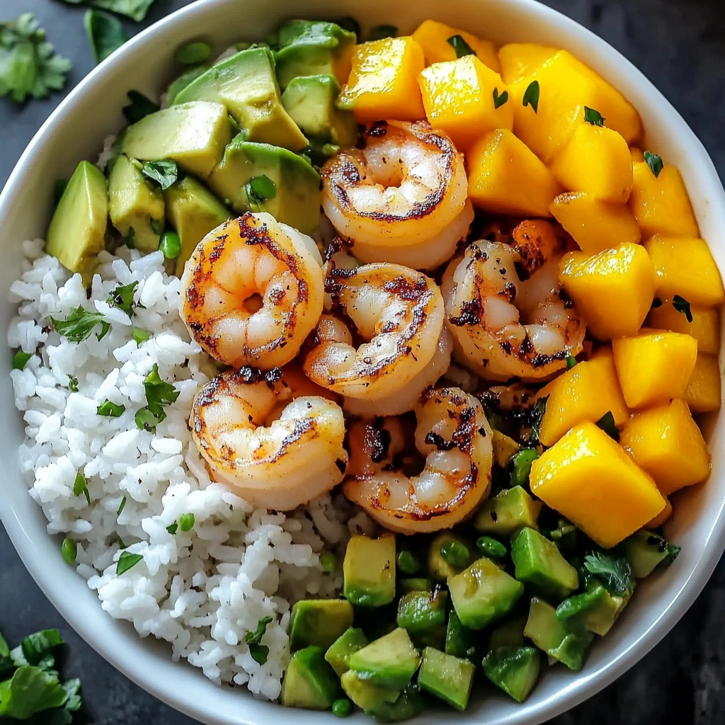 Shrimp Avocado Mango Rice Bowl Recipe