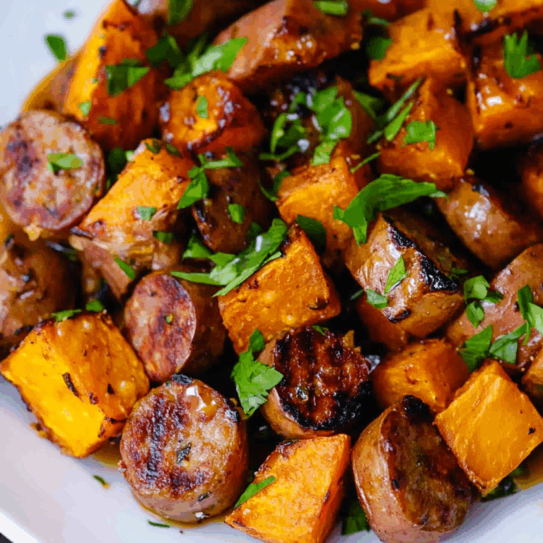 Sausage and Sweet Potatoes with Honey Garlic Sauce