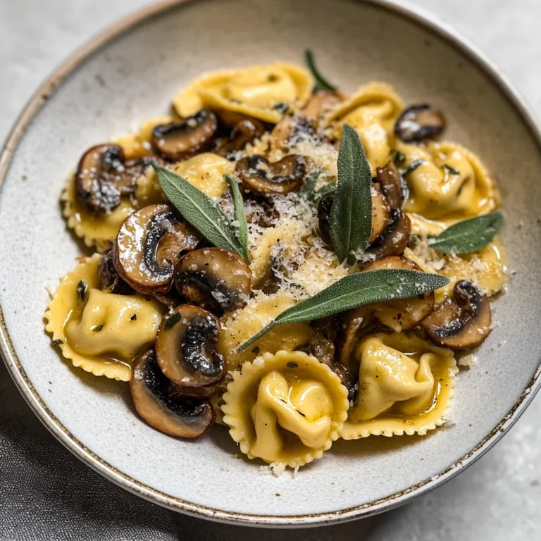 Cheese Tortellini with Butter, Mushrooms, and Crispy Sage