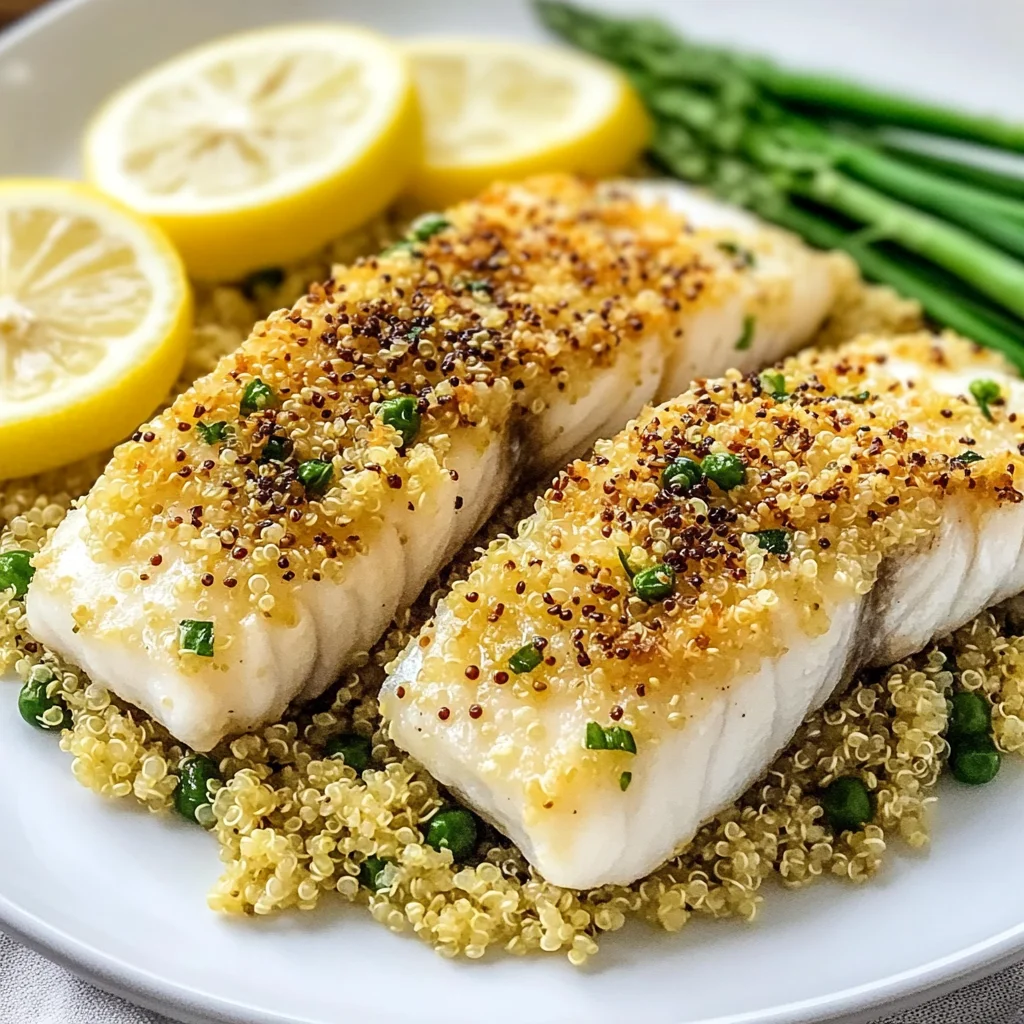 Garlic Lemon Cod with Crispy Quinoa Crust