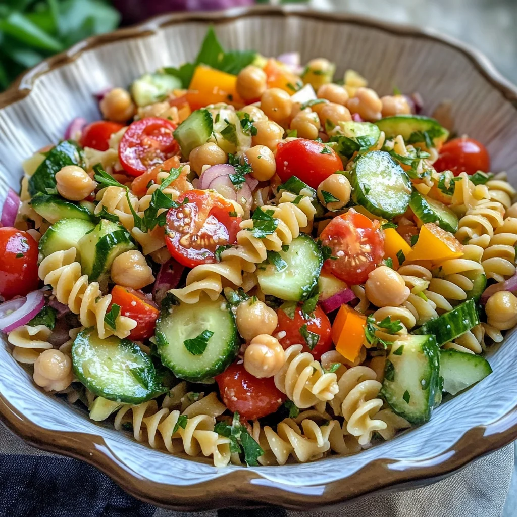 Healthy Chickpea and Vegetable Pasta Salad