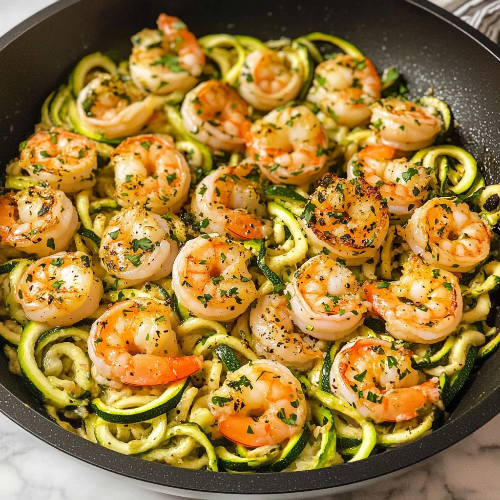 One Pan Garlic Shrimp And Zucchini Noodles