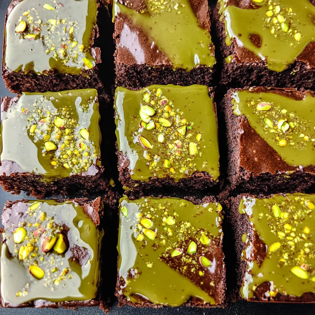 Pistachio Brownies with Pistachio Ganache