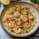 Shrimp Orzo In Lemon Garlic Sauce