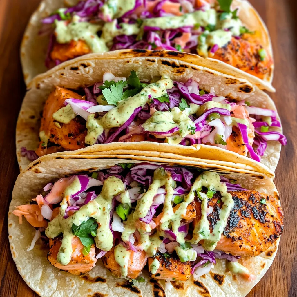 Air Fryer Salmon Tacos with Slaw