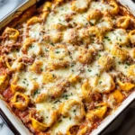 Cheesy Baked Tortellini Casserole With Meat Sauce
