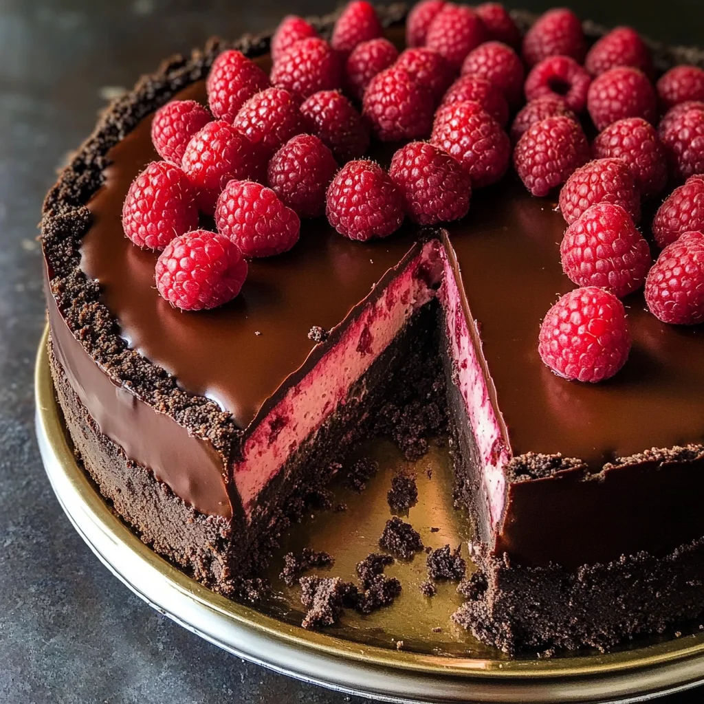 Dark Chocolate Raspberry Cheesecake
