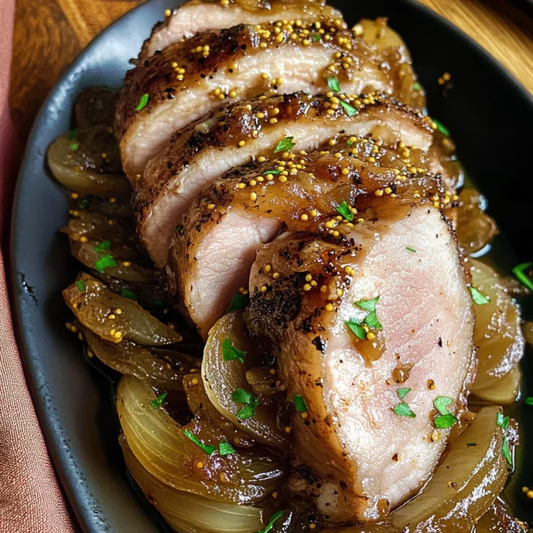 Maple Mustard Pork Tenderloin with Caramelized Onions