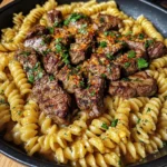 One-Pot Creamy Spicy Garlic Butter Steak & Pasta