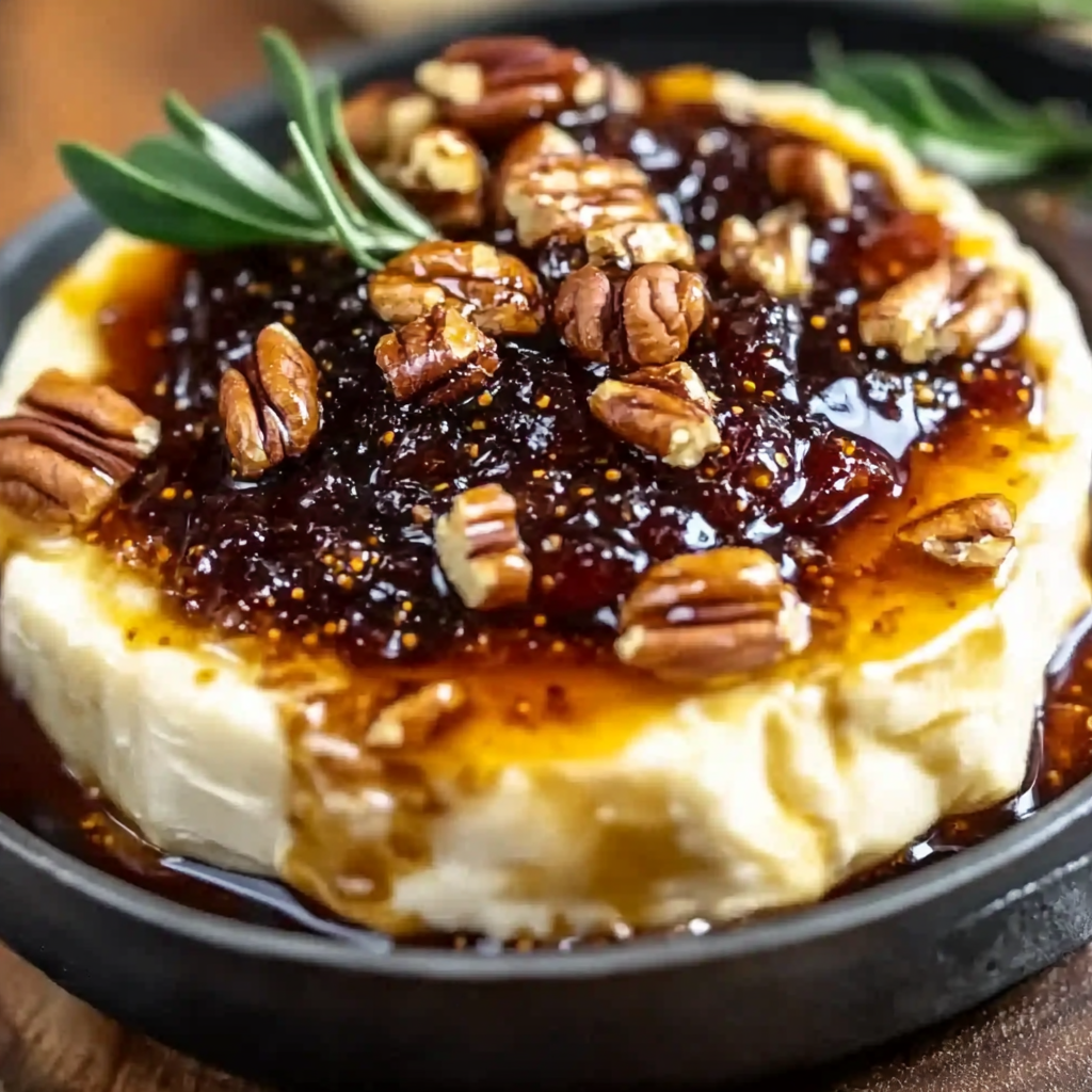 Baked Brie with Fig Jam and Pecans