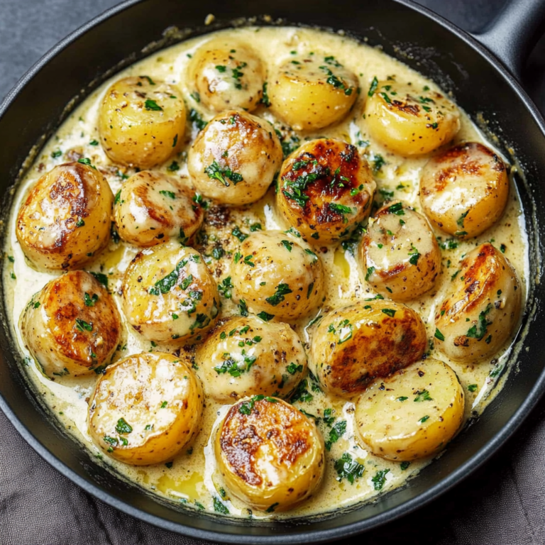 Creamy Garlic Sauce Baby Potatoes