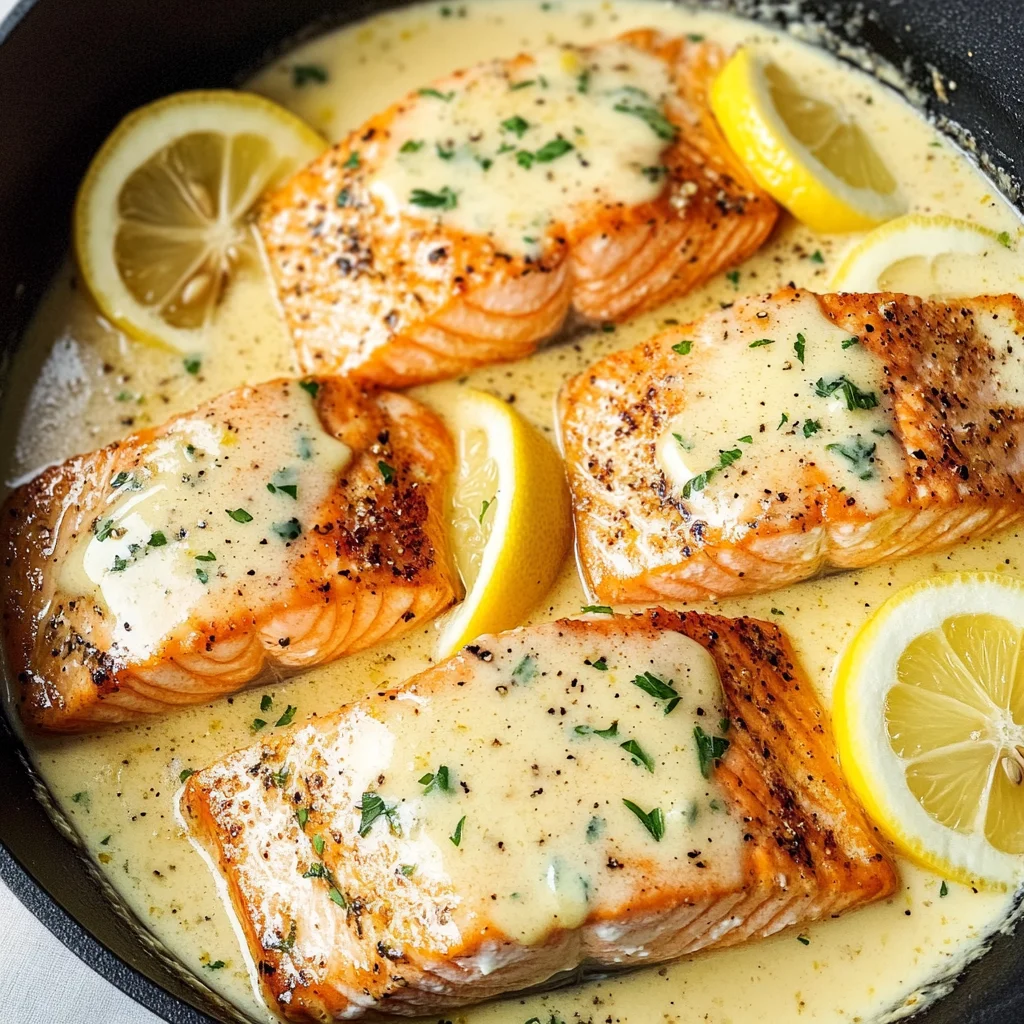 Baked Salmon with Lemon Butter Cream Sauce