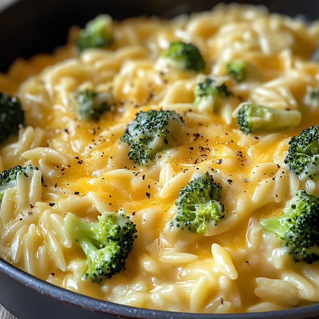 Creamy One-Pot Broccoli Cheddar Orzo