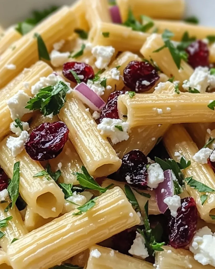 Feta & Cranberry Rigatoni Salad with Lemon Vinaigrette