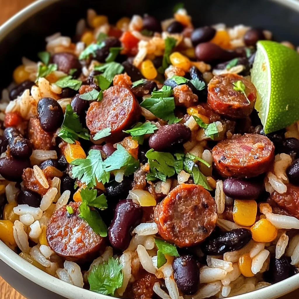 Hearty Black Beans and Rice with Sausage
