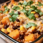 Rice and Bean Casserole with Sweet Potatoes