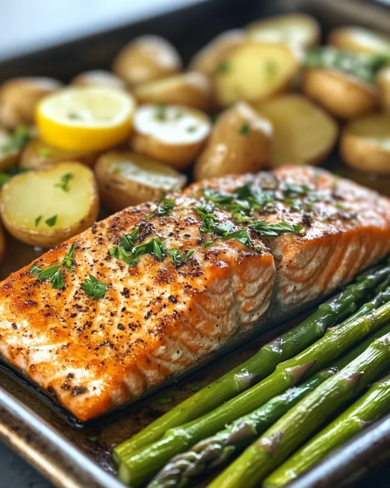 Salmon, Potato, + Asparagus Sheet Pan Meal