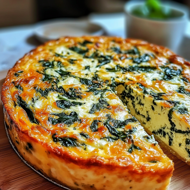 Fluffy Cottage Cheese and Spinach Crustless Quiche Recipe