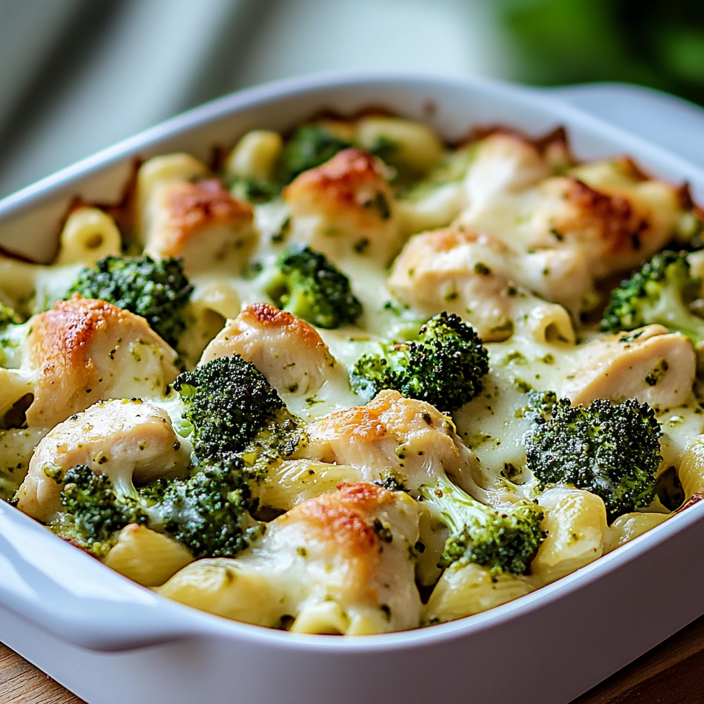 Irresistible Creamy Pesto Chicken and Broccoli Pasta Bake