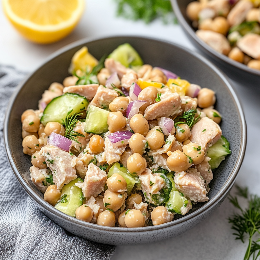 Flavor-Packed Healthy Tuna Garbanzo Bean Salad Recipe