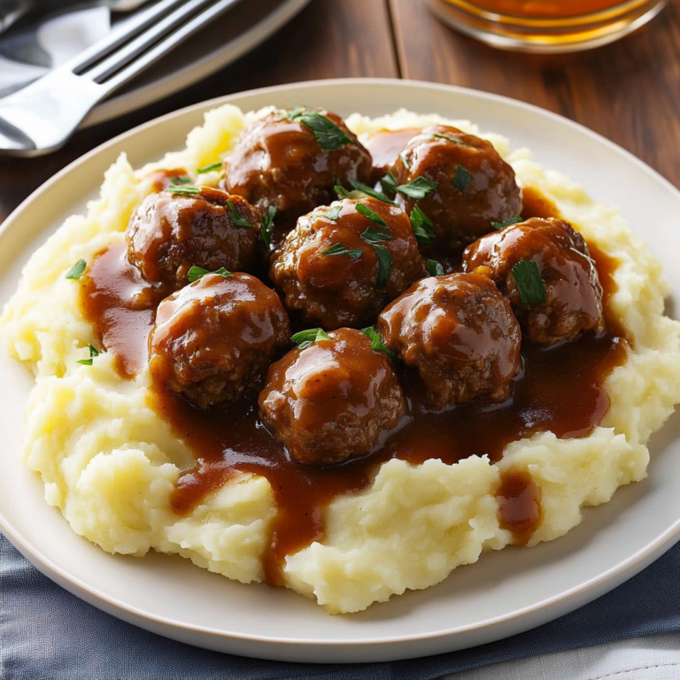 Irresistible Salisbury Meatballs and Mashed Potatoes Recipe
