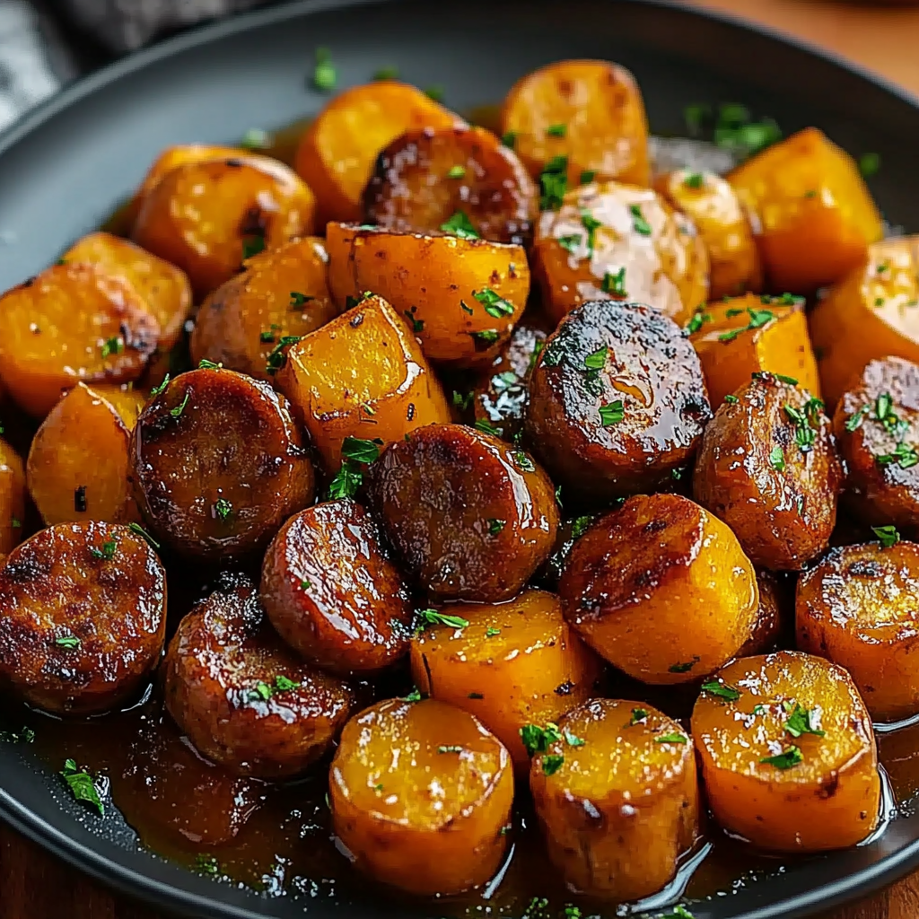 Irresistible Sausage and Sweet Potatoes with Honey Garlic…