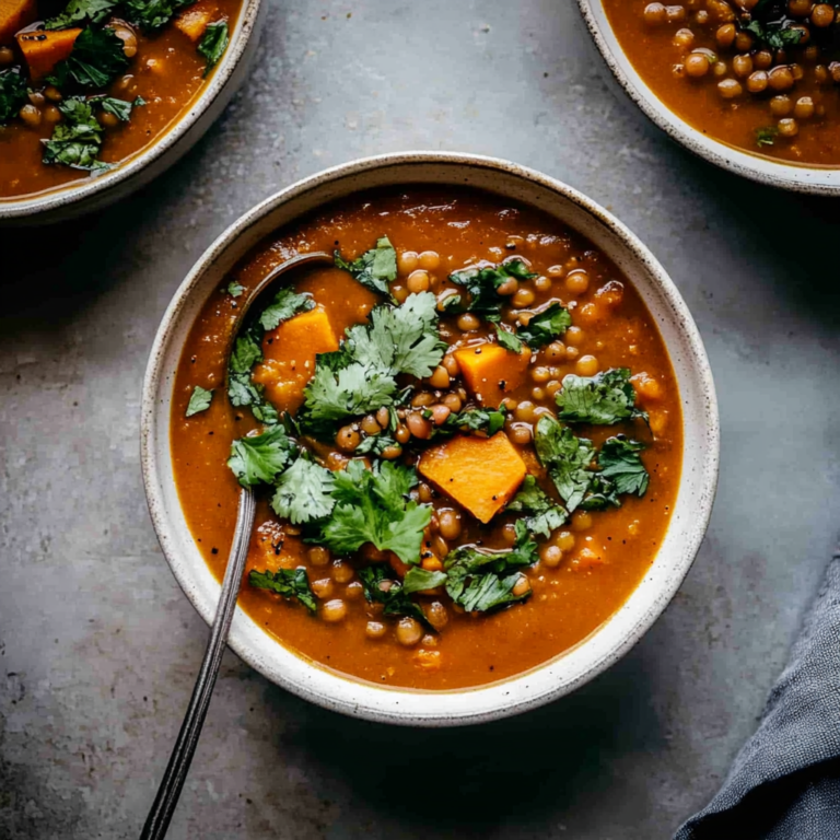 Ultimate Sweet Potato Soup with Red Lentils & Chickpeas