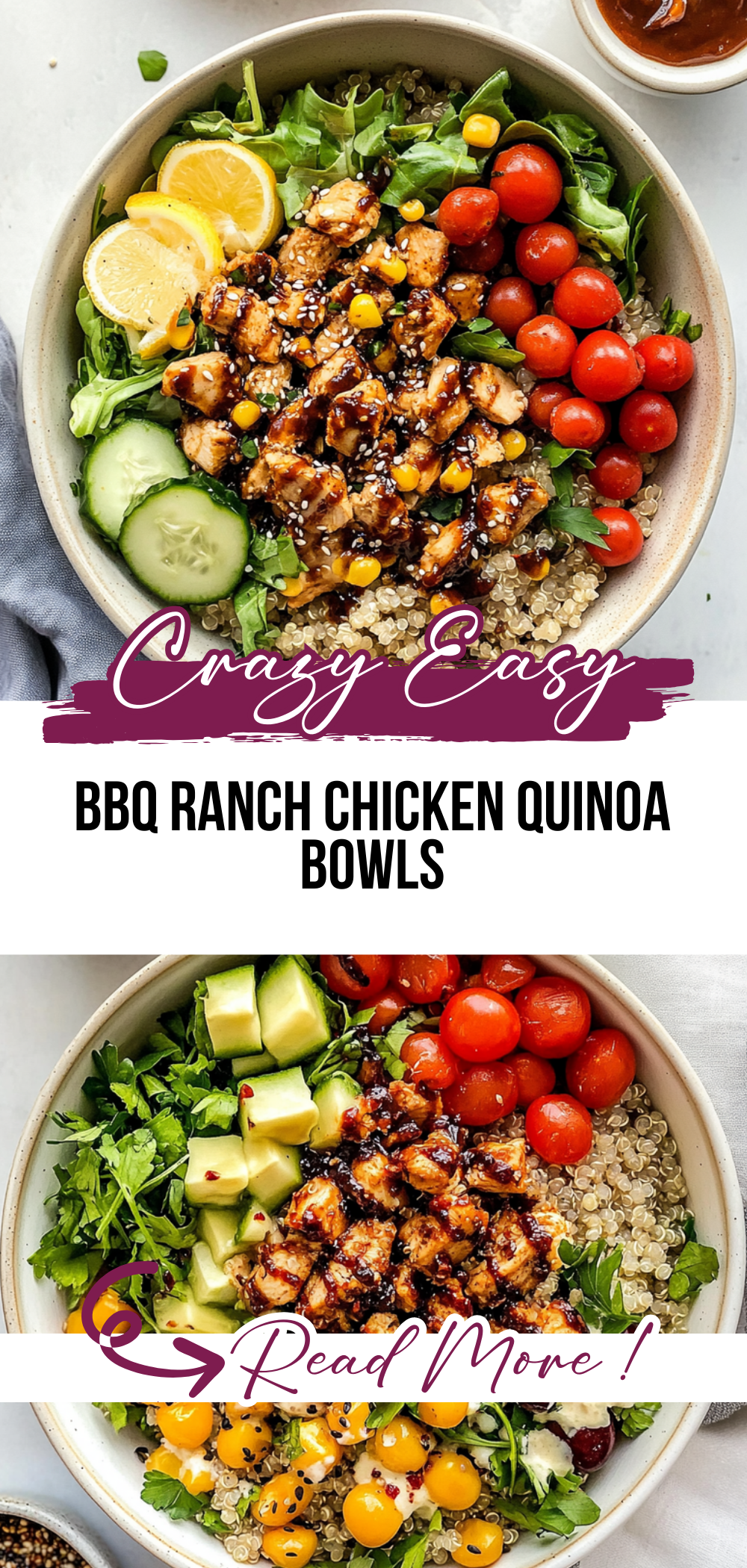 BBQ Ranch Chicken Quinoa Bowls