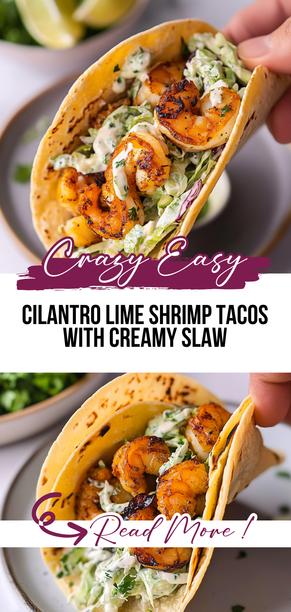 Cilantro Lime Shrimp Tacos with Creamy Slaw