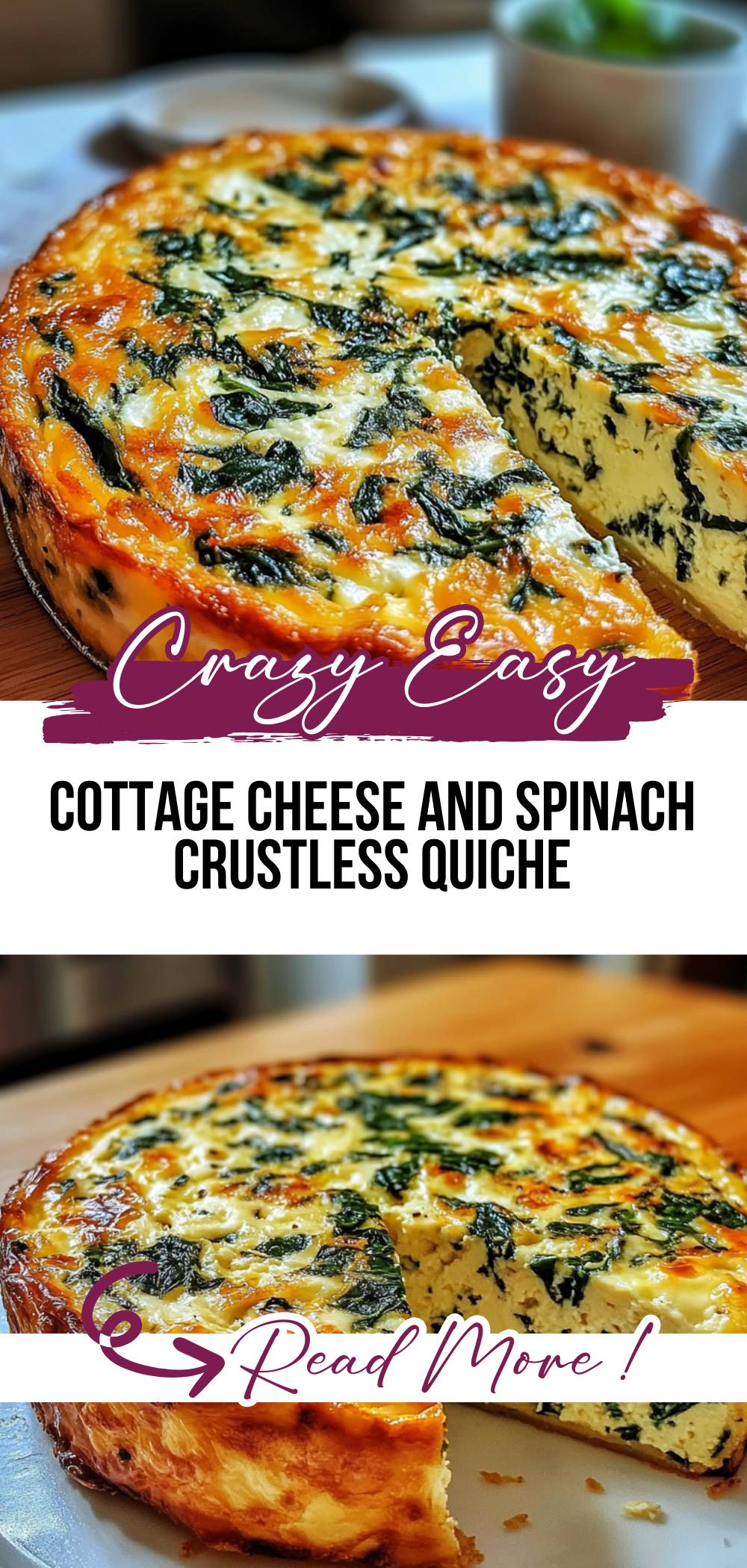 Cottage Cheese and Spinach Crustless Quiche