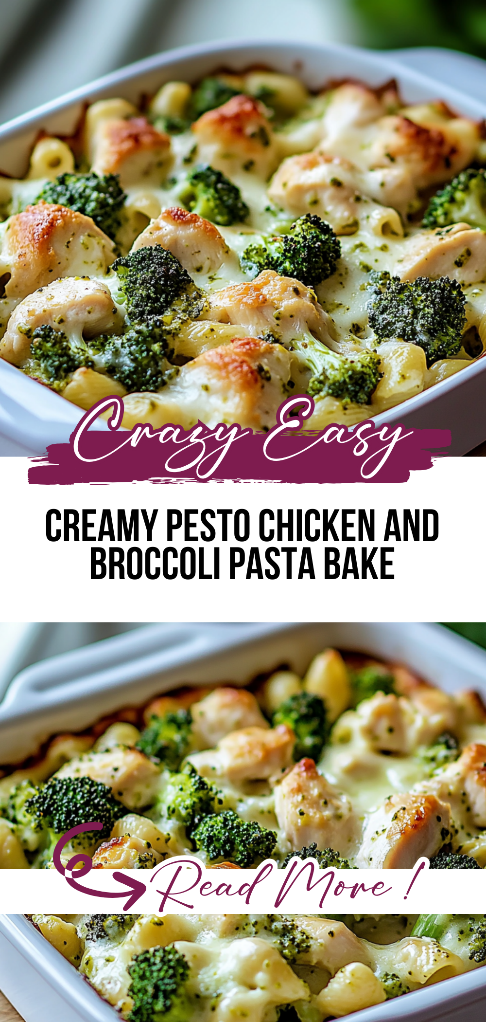 Creamy Pesto Chicken and Broccoli Pasta Bake