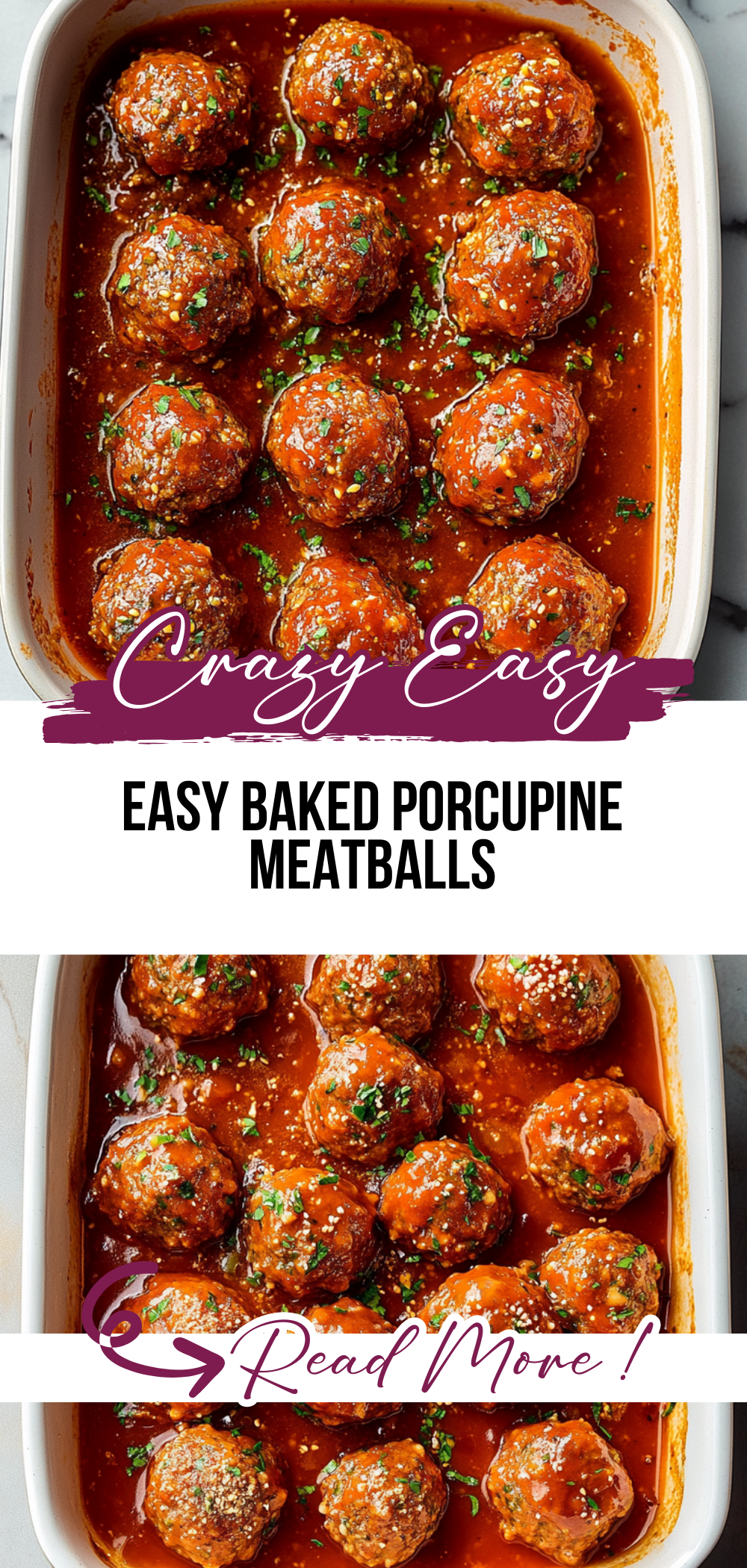 Easy Baked Porcupine Meatballs
