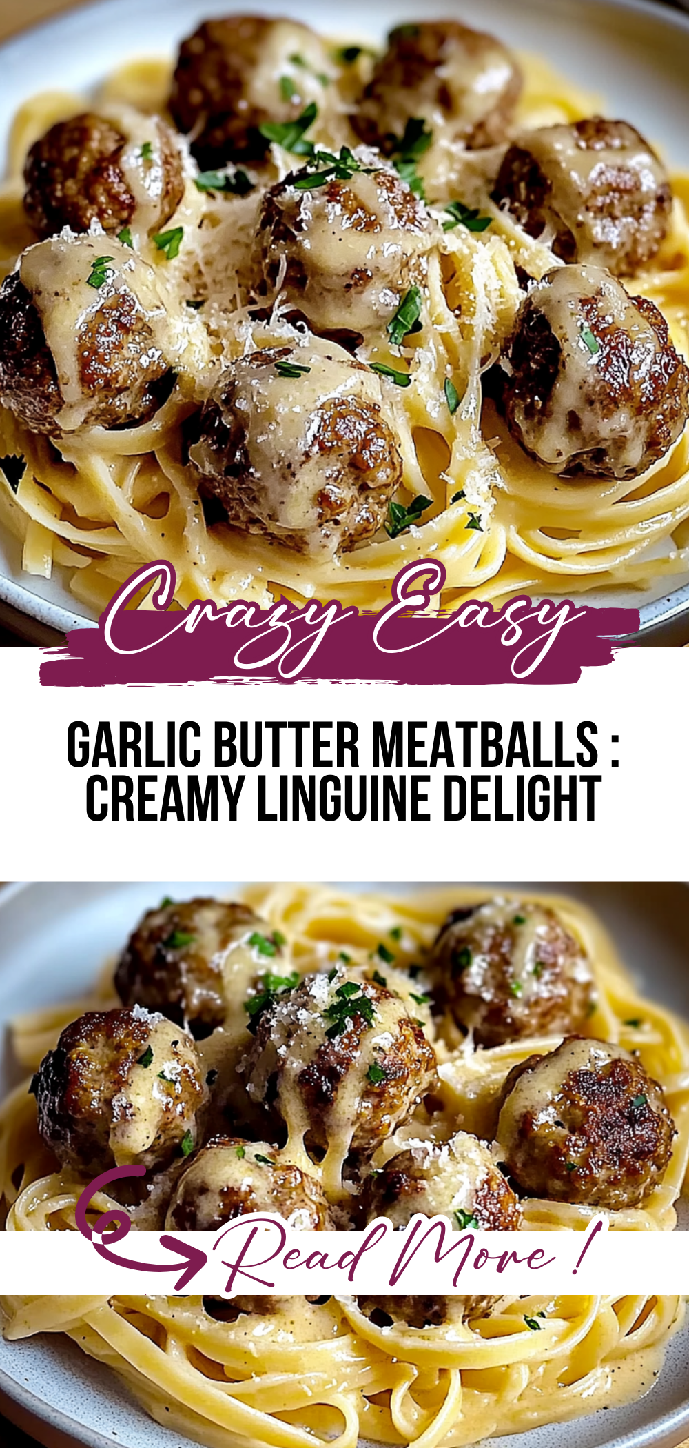 Garlic Butter Meatballs : Creamy Linguine Delight