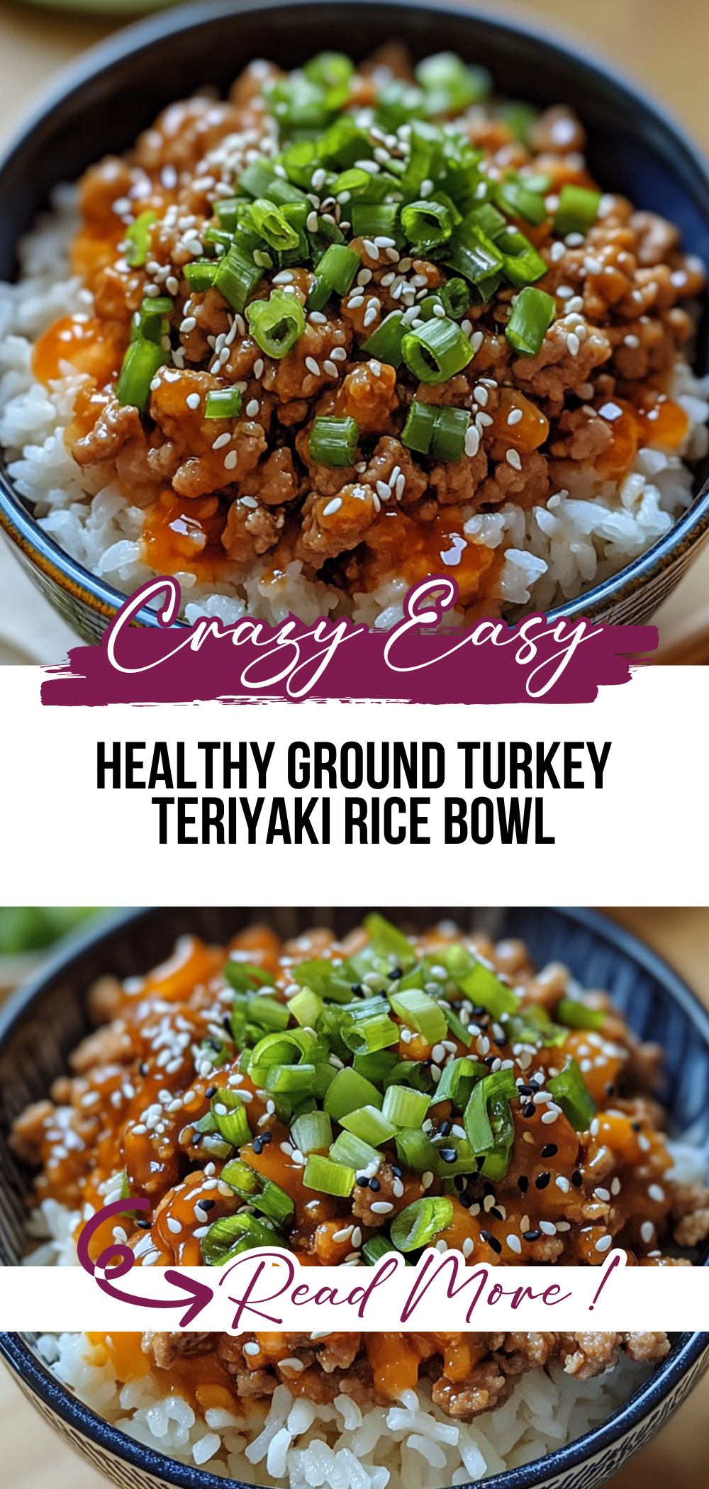 Healthy Ground Turkey Teriyaki Rice Bowl