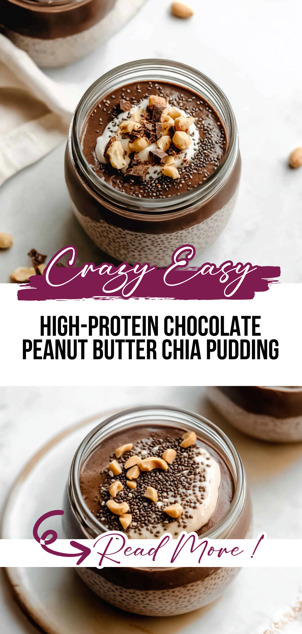 High-Protein, Chocolate Peanut Butter Chia Pudding