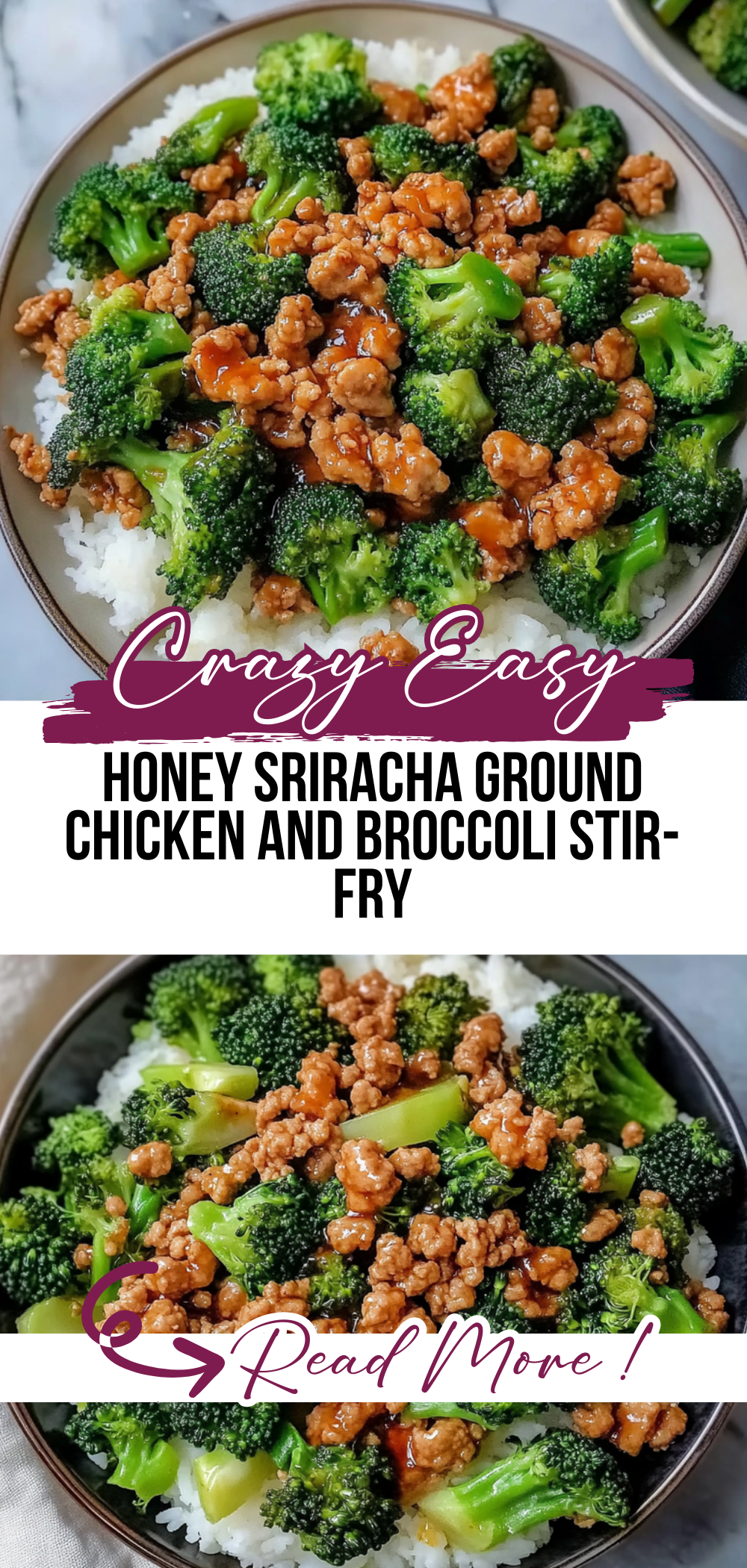 Honey Sriracha Ground Chicken and Broccoli