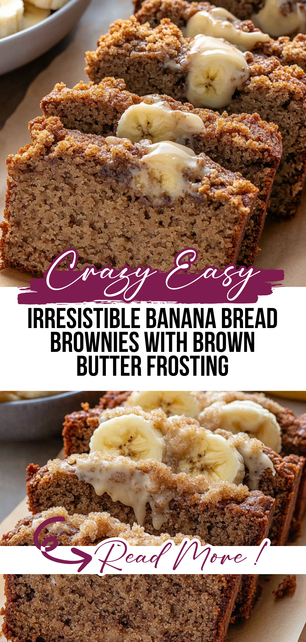 Irresistible Banana Bread Brownies with Brown Butter Frosting