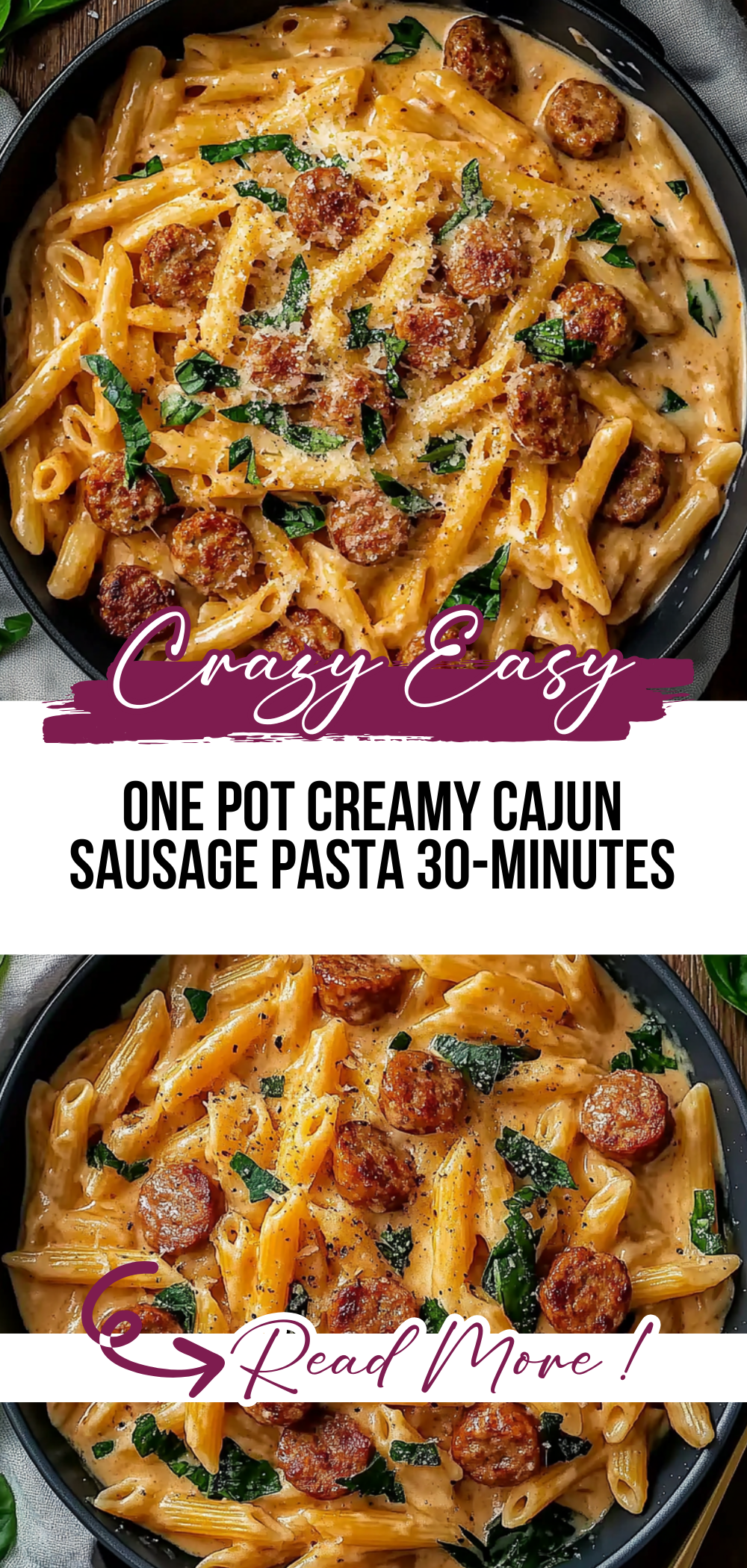 One Pot Creamy Cajun Sausage Pasta (30-Minutes)