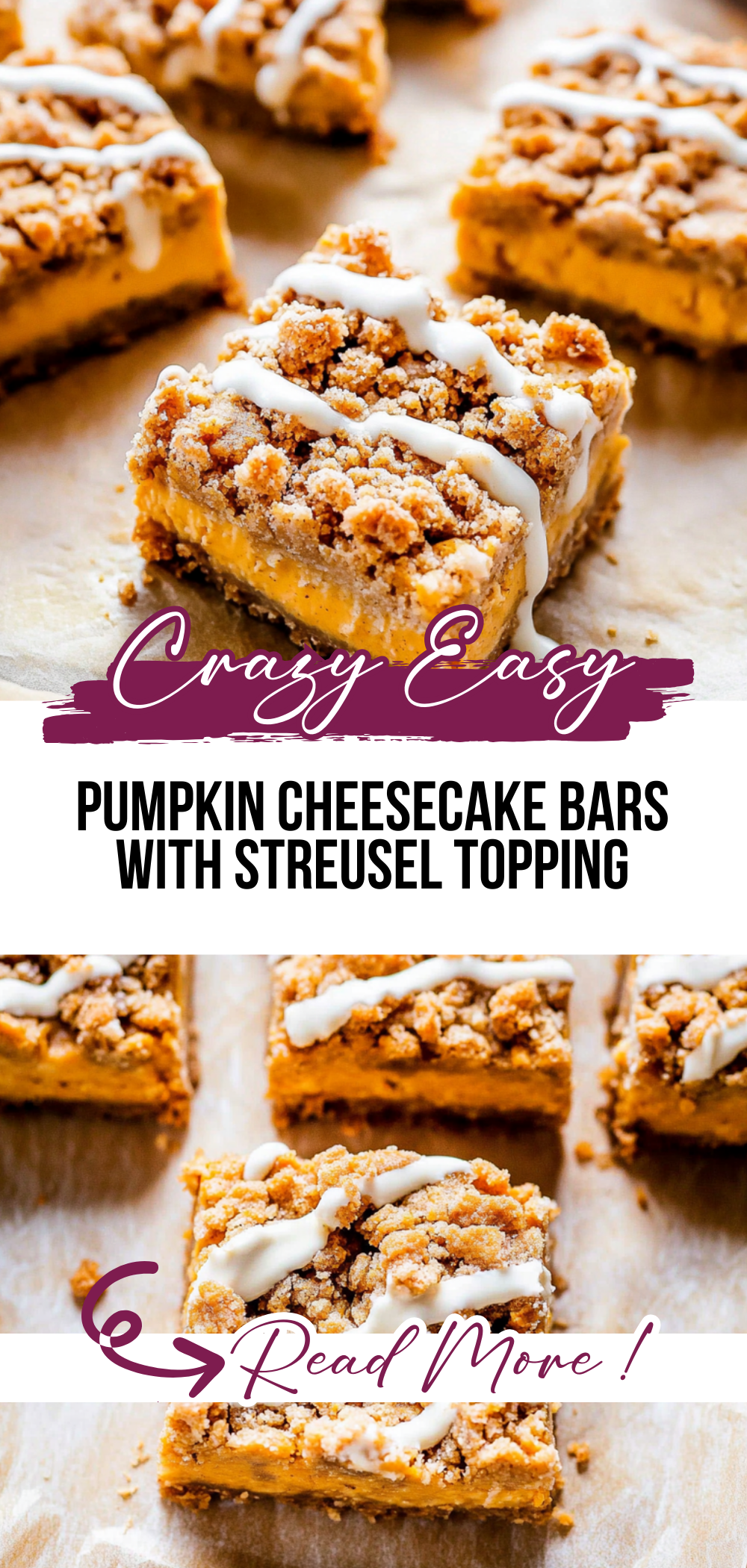Pumpkin Cheesecake Bars with Streusel