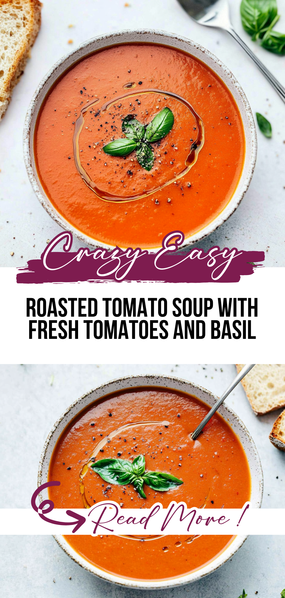 Roasted Tomato Soup with Fresh Tomatoes and Basil